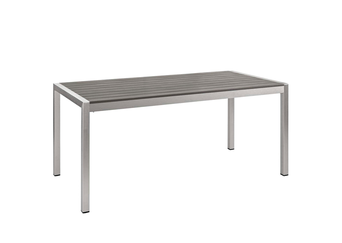 EEI-2251-SLV-GRY Shore Outdoor Patio Aluminum Dining Table By Modway