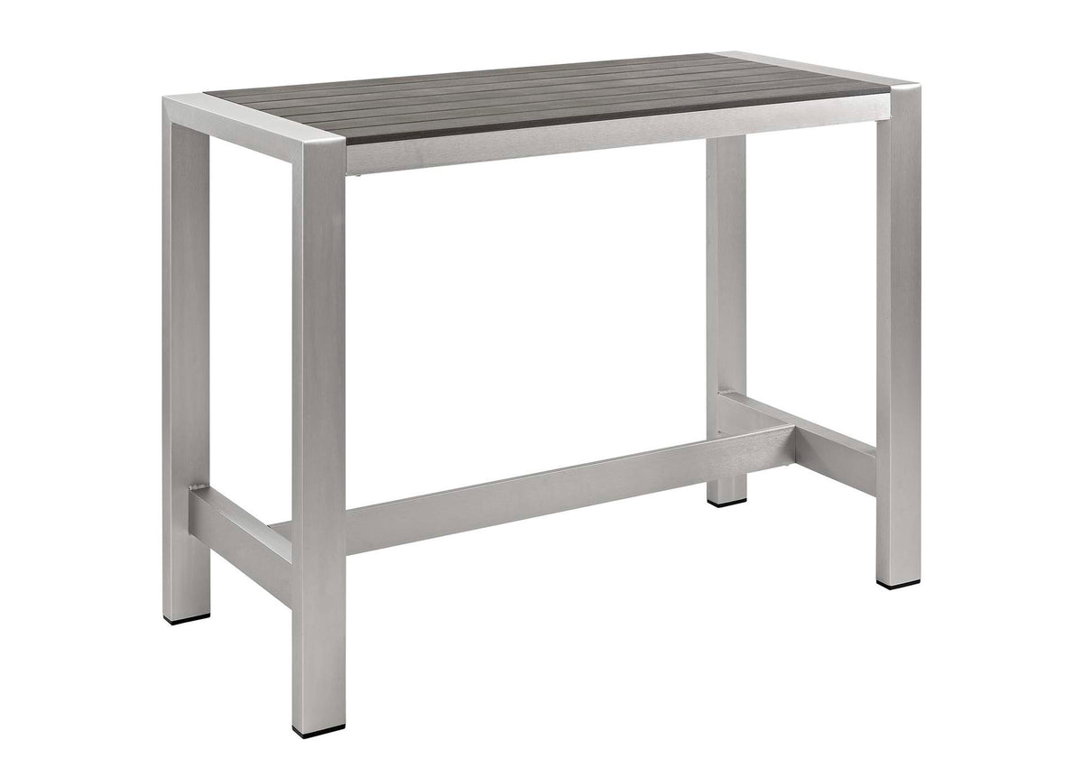 EEI-2253-SLV-GRY Shore Outdoor Patio Aluminum Rectangle Bar Table By Modway