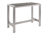 EEI-2253-SLV-GRY Shore Outdoor Patio Aluminum Rectangle Bar Table By Modway