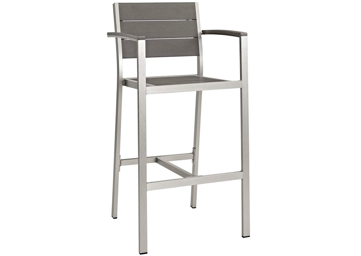 EEI-2254-SLV-GRY Shore Outdoor Patio Aluminum Bar Stool By Modway