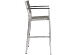 EEI-2254-SLV-GRY Shore Outdoor Patio Aluminum Bar Stool By Modway