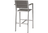 EEI-2254-SLV-GRY Shore Outdoor Patio Aluminum Bar Stool By Modway