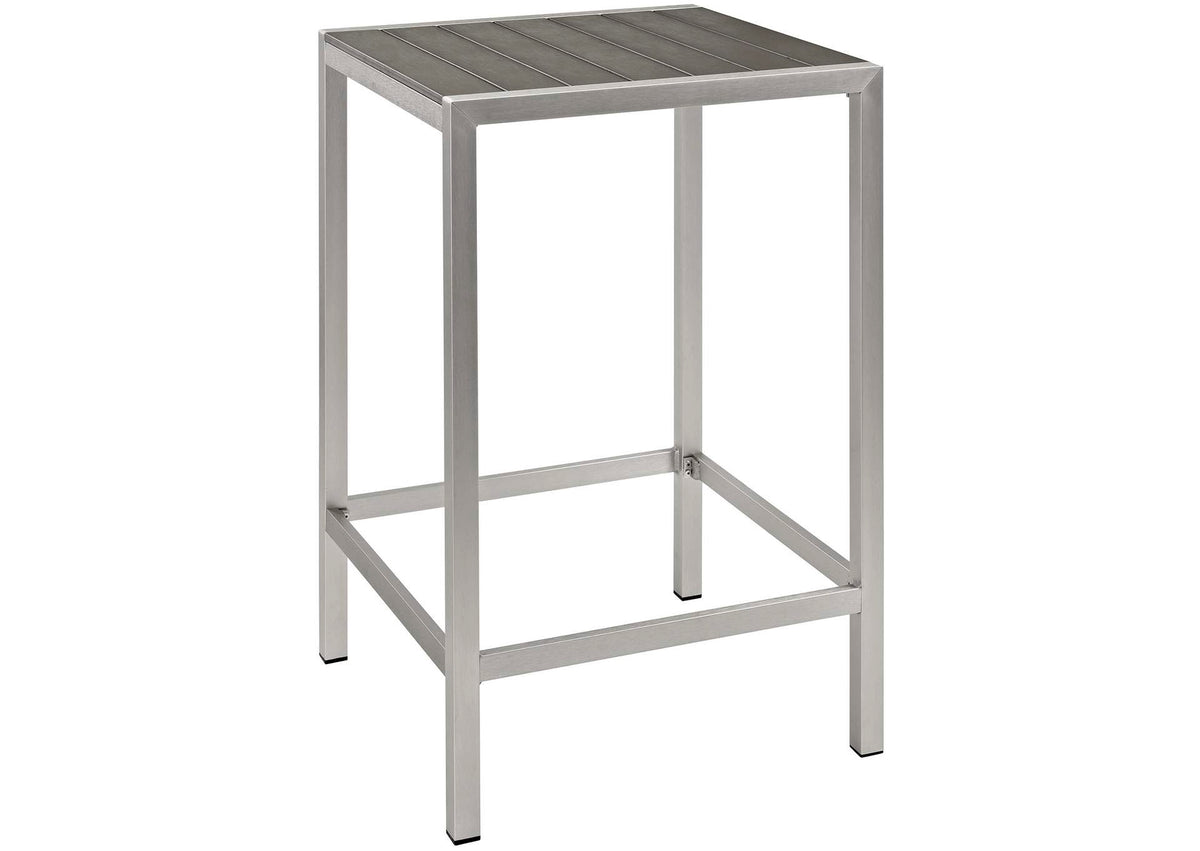 EEI-2256-SLV-GRY Shore Outdoor Patio Aluminum Bar Table By Modway