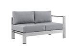 EEI-2262-SLV-GRY Shore Right-Arm Corner Sectional Outdoor Patio Aluminum Loveseat By Modway
