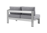 EEI-2262-SLV-GRY Shore Right-Arm Corner Sectional Outdoor Patio Aluminum Loveseat By Modway