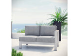 EEI-2262-SLV-GRY Shore Right-Arm Corner Sectional Outdoor Patio Aluminum Loveseat By Modway