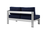 EEI-2262-SLV-NAV Shore Right-Arm Corner Sectional Outdoor Patio Aluminum Loveseat By Modway