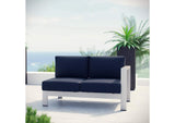 EEI-2262-SLV-NAV Shore Right-Arm Corner Sectional Outdoor Patio Aluminum Loveseat By Modway