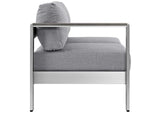 EEI-2265-SLV-GRY Shore Left-Arm Corner Sectional Outdoor Patio Aluminum Loveseat By Modway