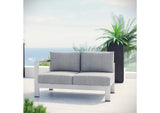 EEI-2265-SLV-GRY Shore Left-Arm Corner Sectional Outdoor Patio Aluminum Loveseat By Modway