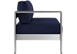 EEI-2265-SLV-NAV Shore Left-Arm Corner Sectional Outdoor Patio Aluminum Loveseat By Modway