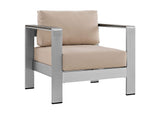 EEI-2266-SLV-BEI Shore Outdoor Patio Aluminum Armchair By Modway