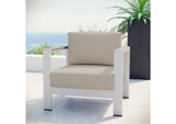 EEI-2266-SLV-BEI Shore Outdoor Patio Aluminum Armchair By Modway