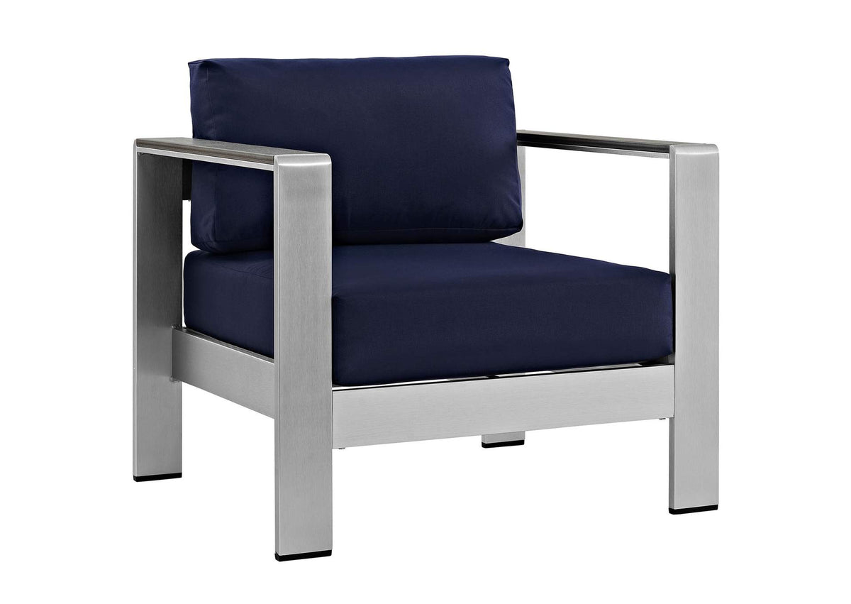 EEI-2266-SLV-NAV Shore Outdoor Patio Aluminum Armchair By Modway
