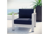 EEI-2266-SLV-NAV Shore Outdoor Patio Aluminum Armchair By Modway