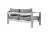 EEI-2267-SLV-GRY Shore Outdoor Patio Aluminum Loveseat By Modway