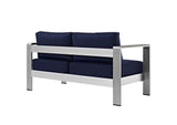EEI-2267-SLV-NAV Shore Outdoor Patio Aluminum Loveseat By Modway