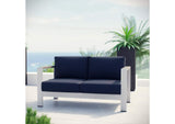 EEI-2267-SLV-NAV Shore Outdoor Patio Aluminum Loveseat By Modway