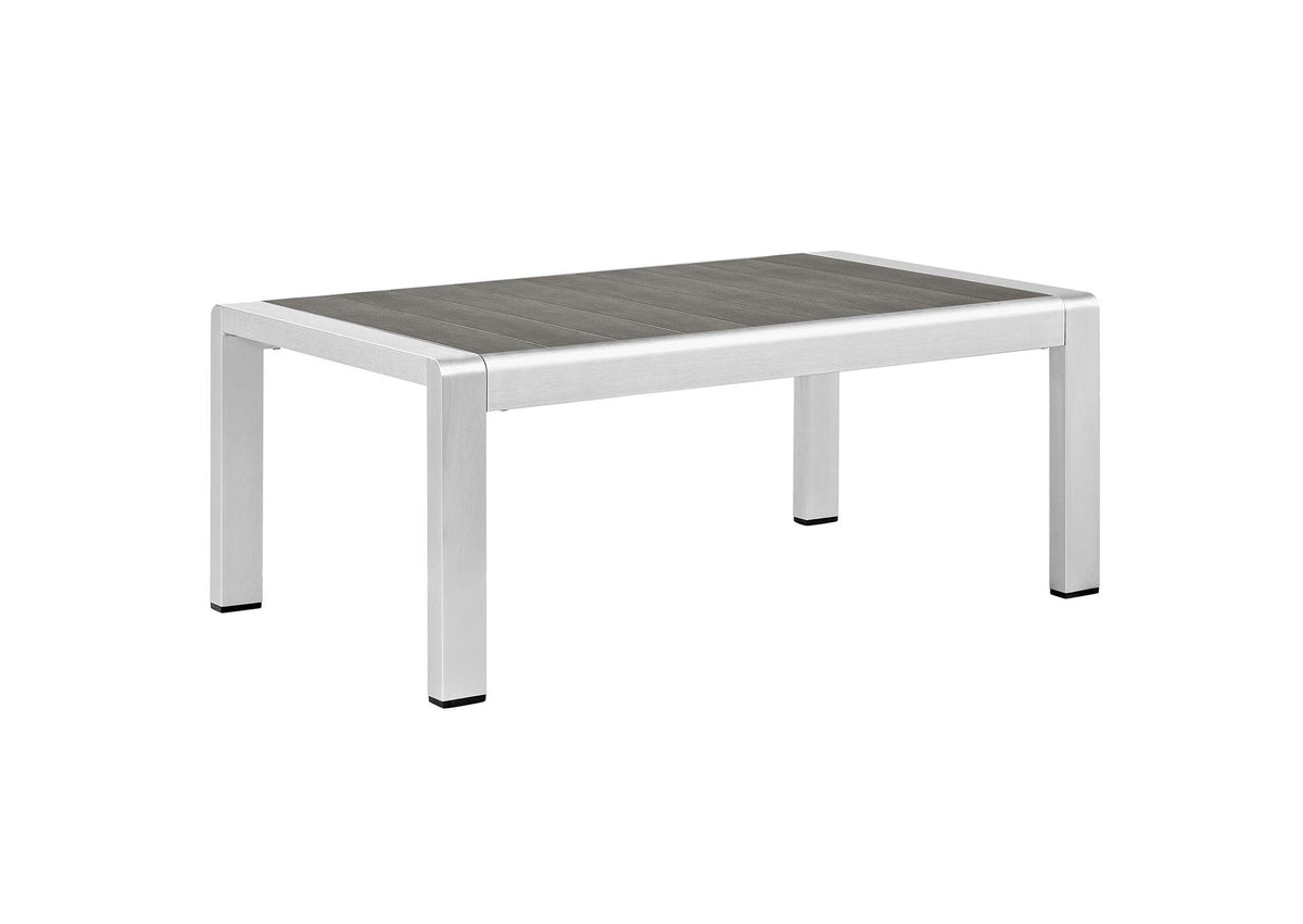 EEI-2268-SLV-GRY Shore Outdoor Patio Aluminum Coffee Table By Modway