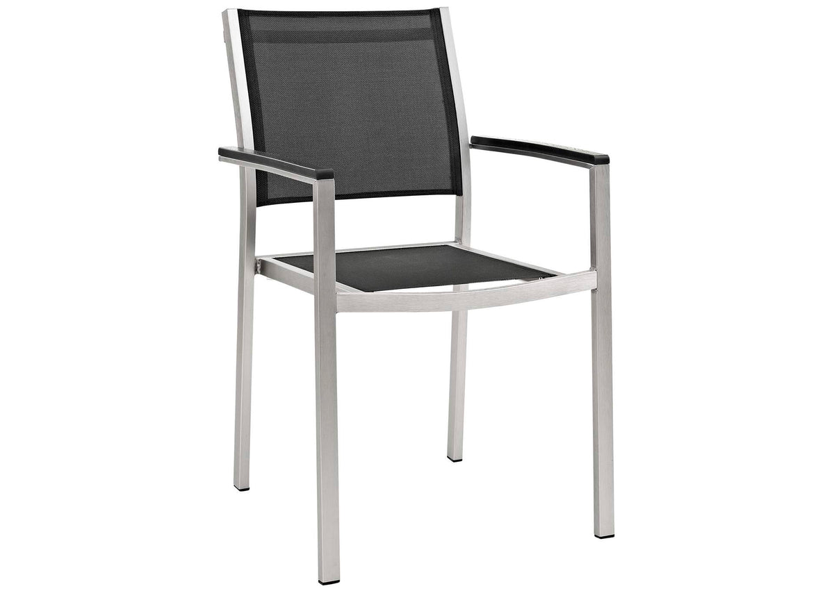 EEI-2272-SLV-BLK Shore Outdoor Patio Aluminum Dining Chair By Modway