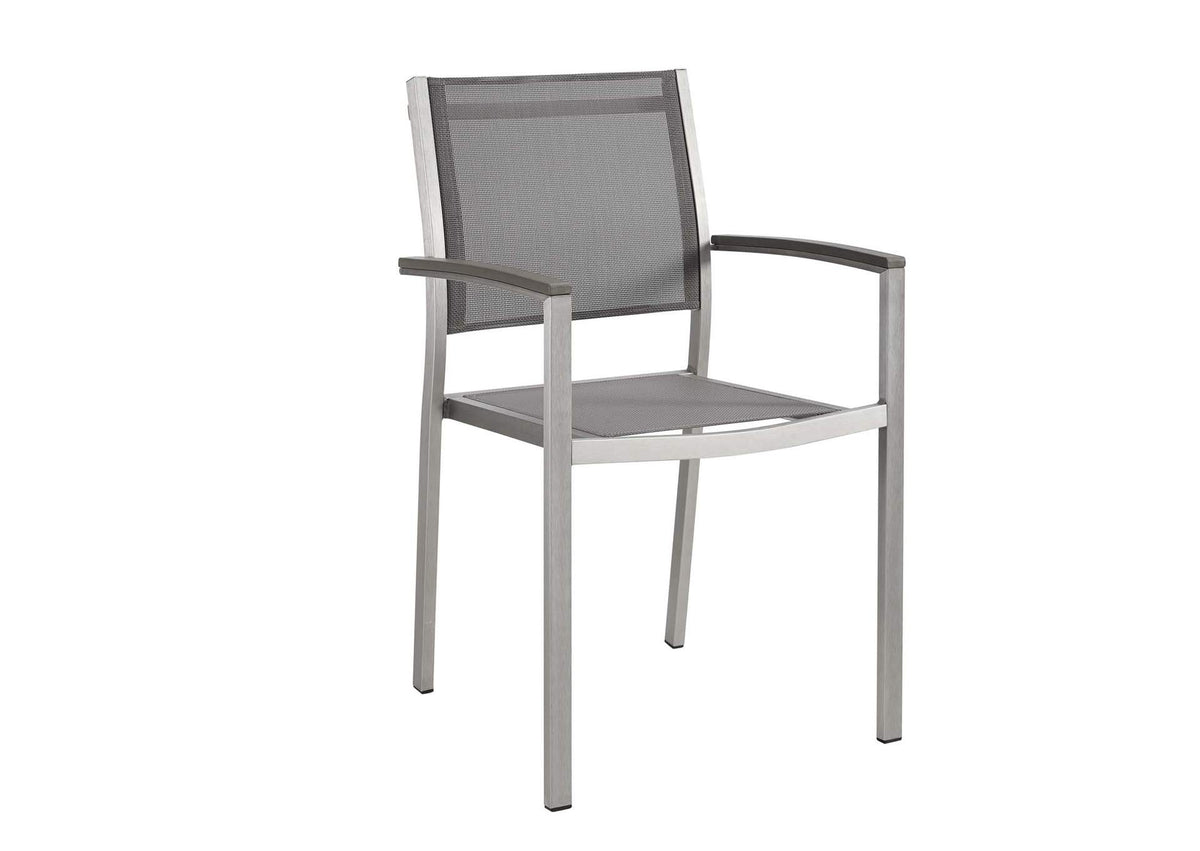 EEI-2272-SLV-GRY Shore Outdoor Patio Aluminum Dining Chair By Modway