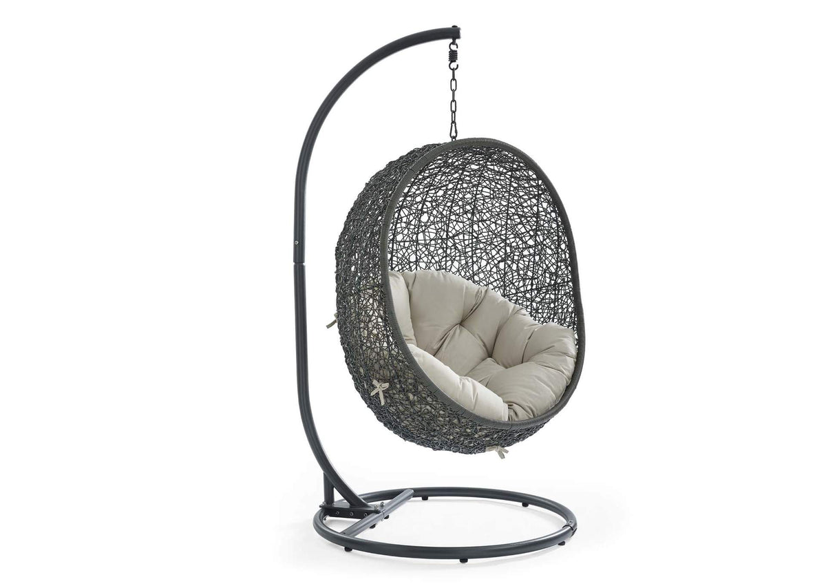 EEI-2273-GRY-BEI Hide Outdoor Patio Swing Chair With Stand By Modway