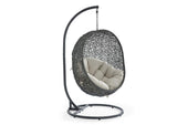 EEI-2273-GRY-BEI Hide Outdoor Patio Swing Chair With Stand By Modway