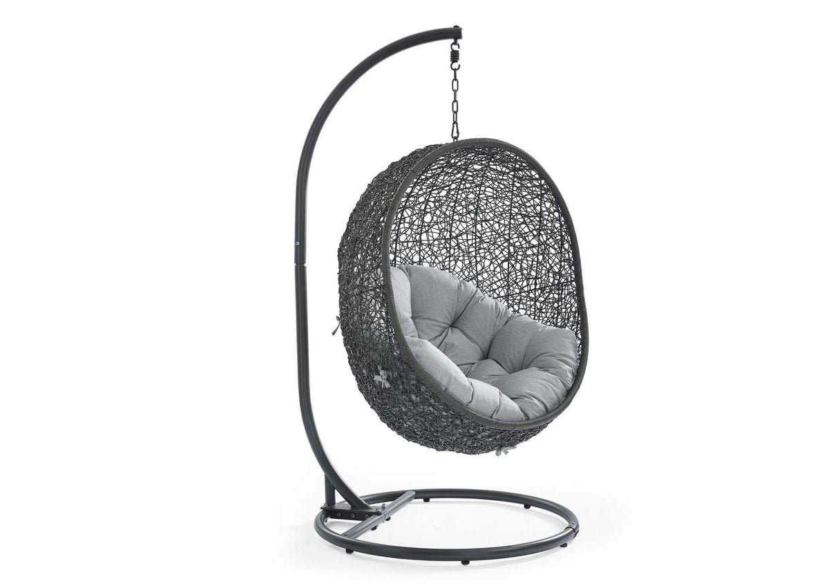 EEI-2273-GRY-GRY Hide Outdoor Patio Swing Chair With Stand By Modway