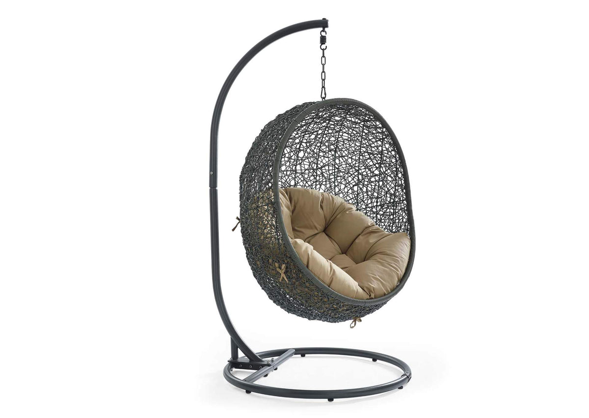 EEI-2273-GRY-MOC Hide Outdoor Patio Swing Chair With Stand By Modway