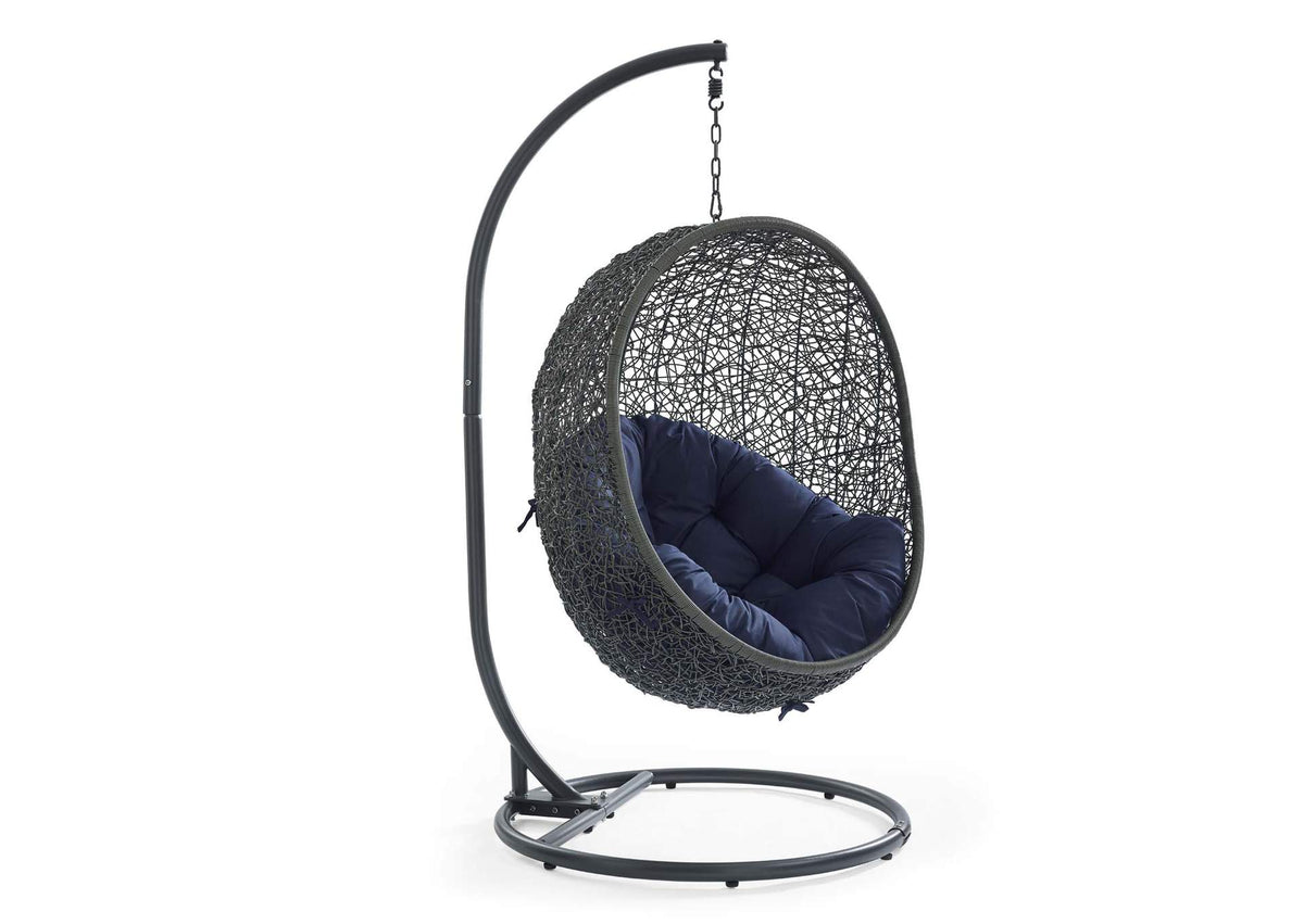 EEI-2273-GRY-NAV Hide Outdoor Patio Swing Chair With Stand By Modway