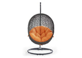EEI-2273-GRY-ORA Hide Outdoor Patio Swing Chair With Stand By Modway