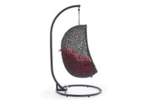 EEI-2273-GRY-RED Hide Outdoor Patio Swing Chair With Stand By Modway