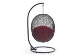 EEI-2273-GRY-RED Hide Outdoor Patio Swing Chair With Stand By Modway