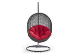 EEI-2273-GRY-RED Hide Outdoor Patio Swing Chair With Stand By Modway