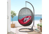 EEI-2273-GRY-RED Hide Outdoor Patio Swing Chair With Stand By Modway
