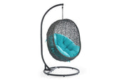 EEI-2273-GRY-TRQ Hide Outdoor Patio Swing Chair With Stand By Modway