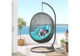 EEI-2273-GRY-TRQ Hide Outdoor Patio Swing Chair With Stand By Modway