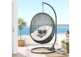 EEI-2273-GRY-WHI Hide Outdoor Patio Swing Chair With Stand By Modway