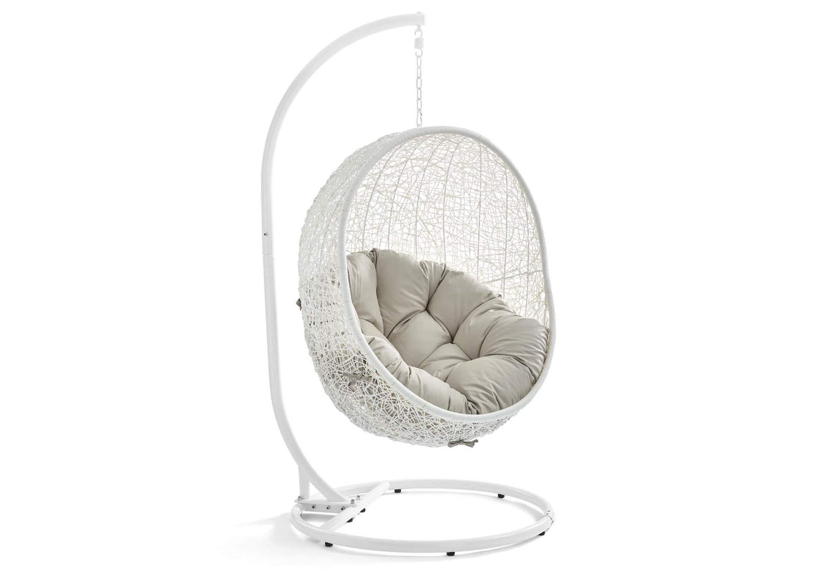 EEI-2273-WHI-BEI Hide Outdoor Patio Swing Chair With Stand By Modway