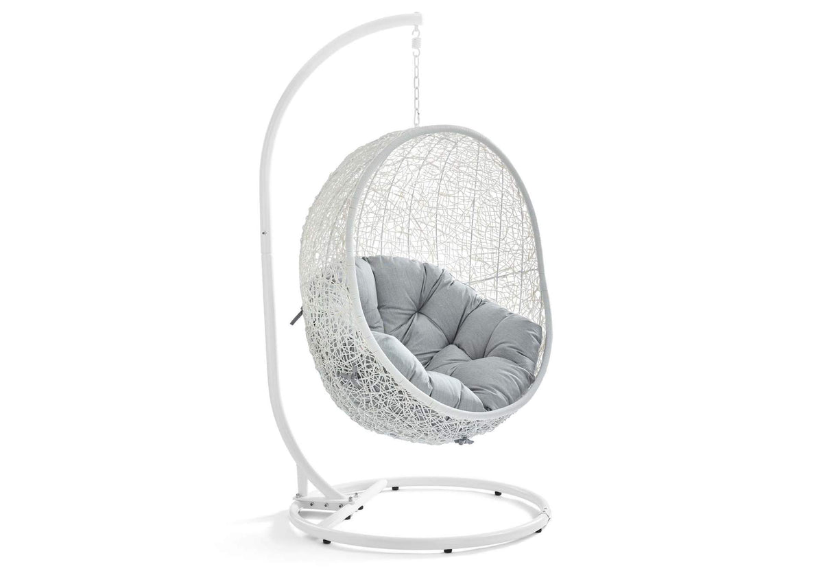 EEI-2273-WHI-GRY Hide Outdoor Patio Swing Chair With Stand By Modway