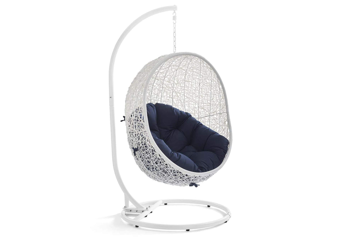 EEI-2273-WHI-NAV Hide Outdoor Patio Swing Chair With Stand By Modway