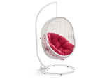 EEI-2273-WHI-RED Hide Outdoor Patio Swing Chair With Stand By Modway