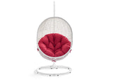 EEI-2273-WHI-RED Hide Outdoor Patio Swing Chair With Stand By Modway