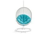 EEI-2273-WHI-TRQ Hide Outdoor Patio Swing Chair With Stand By Modway