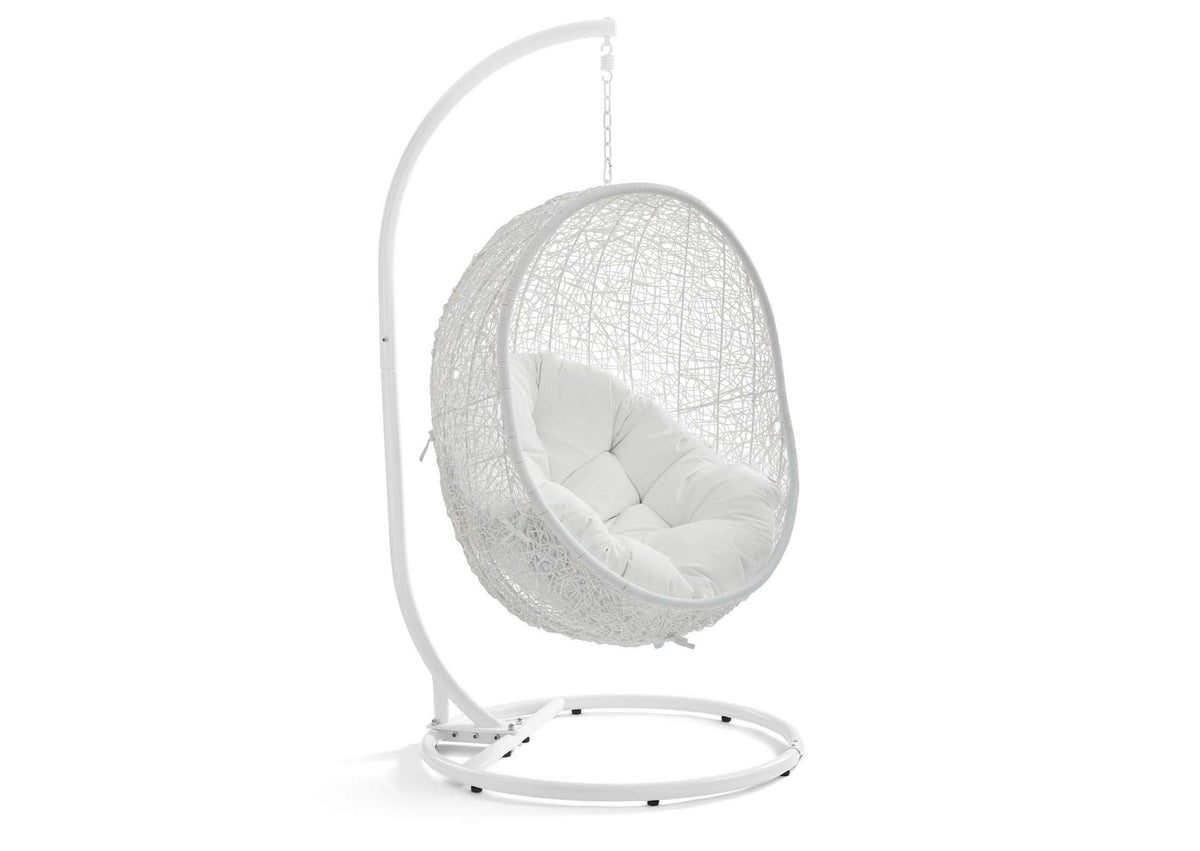 EEI-2273-WHI-WHI Hide Outdoor Patio Swing Chair With Stand By Modway