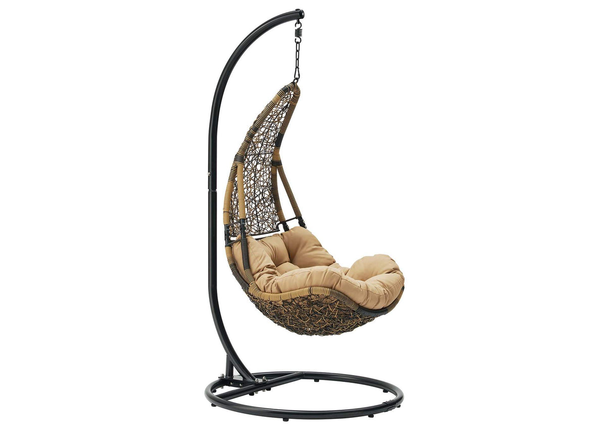 EEI-2276-BLK-MOC-SET Abate Wicker Rattan Outdoor Patio Swing Chair By Modway