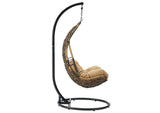 EEI-2276-BLK-MOC-SET Abate Wicker Rattan Outdoor Patio Swing Chair By Modway