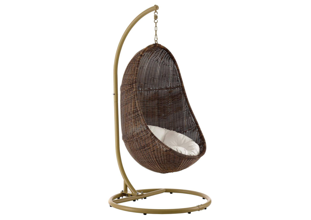 EEI-2277-YLW-WHI-SET Bean Outdoor Patio Wood Swing Chair With Stand By Modway