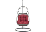 EEI-2279-RED-SET Arbor Outdoor Patio Wood Swing Chair By Modway