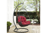 EEI-2279-RED-SET Arbor Outdoor Patio Wood Swing Chair By Modway